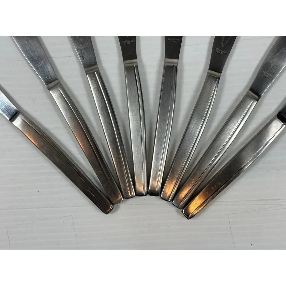 8pc Vintage Sipelia Malta Stainless Steel Dessert Knife Sheffield‎ England MCM